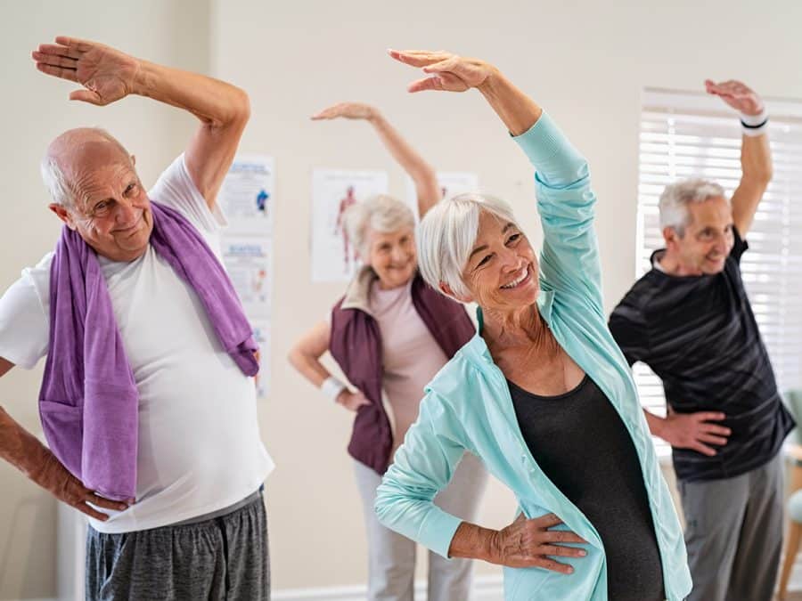 older people in an exercise class