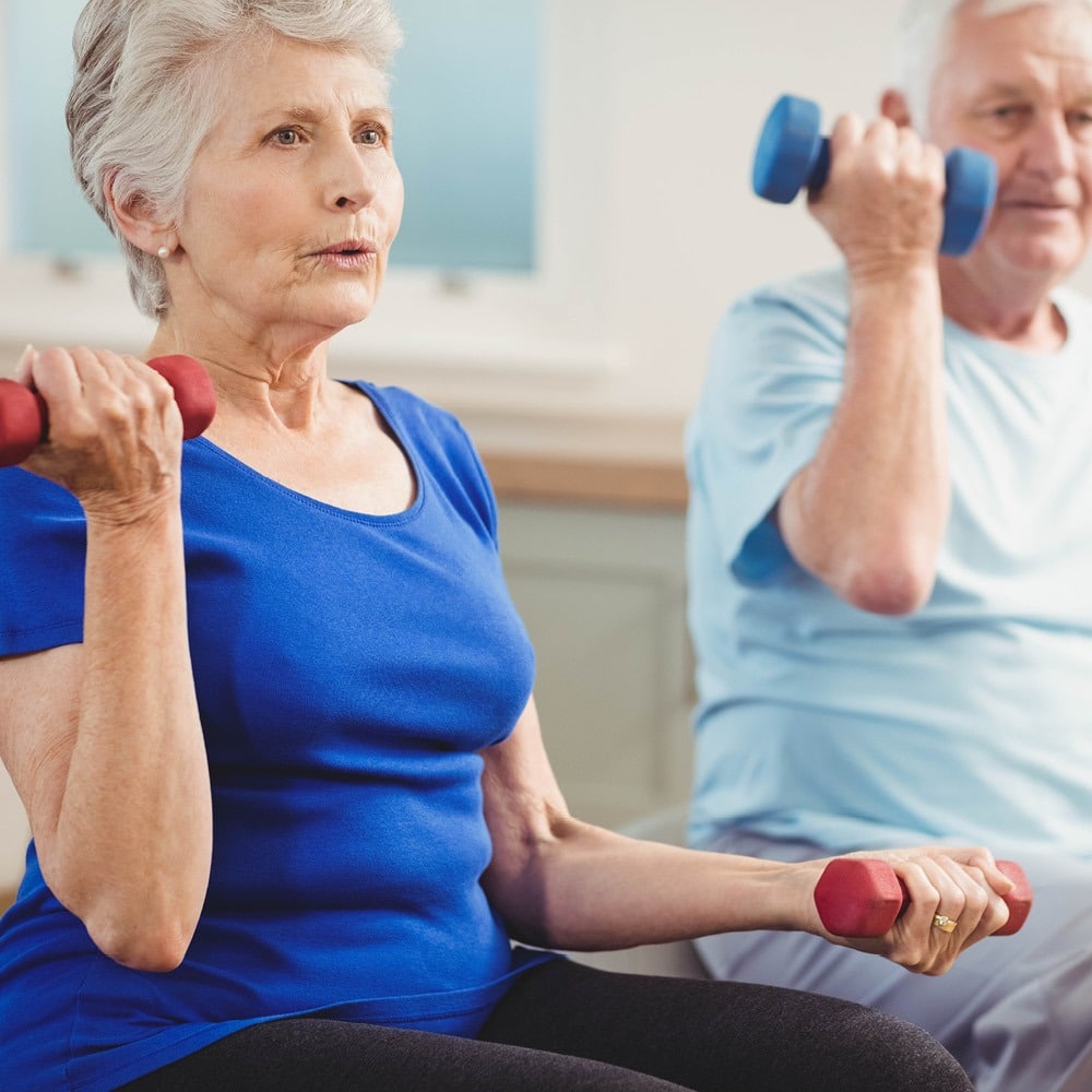 older couple at exercise class