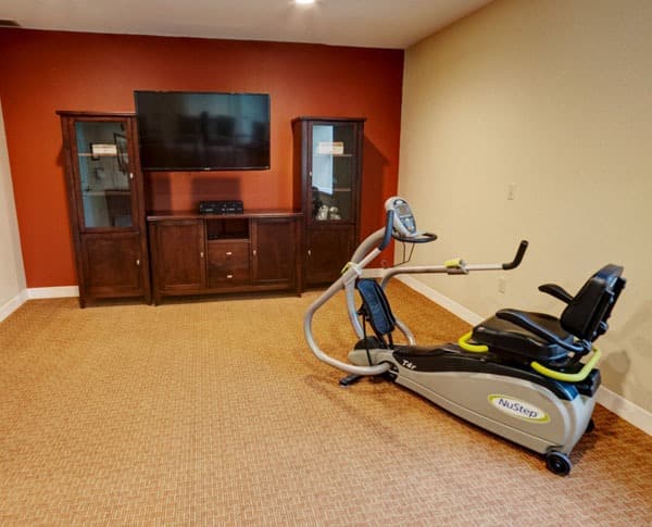 exercise bike and a tv