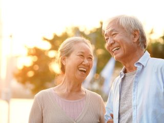 couple laughing together