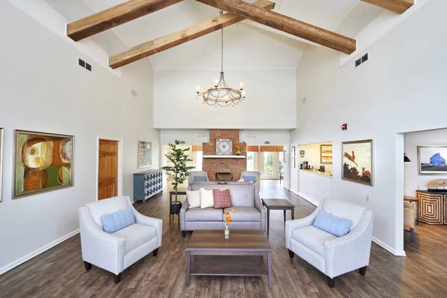 Conversation style area that is in the lobby entrance of the community