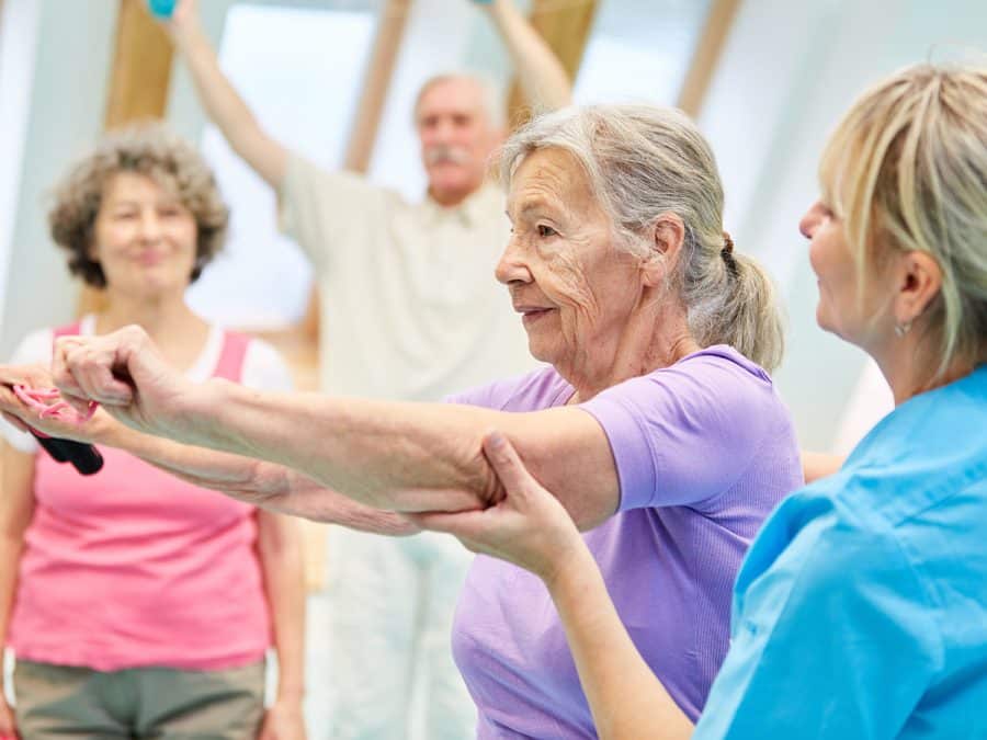 older people in an exercise class