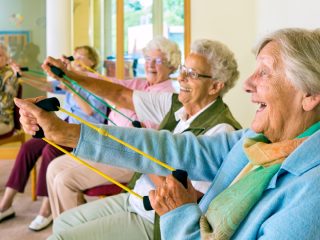 older people in exercise class