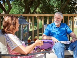 couple enjoying the outdoors on the deck