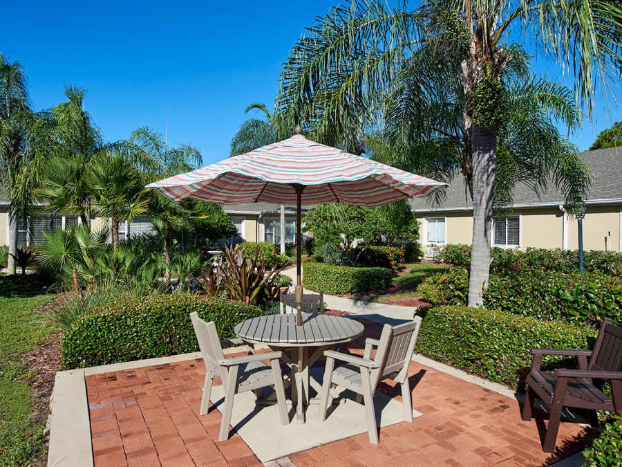 patio furniture in the courtyard